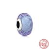 925 Sterling Copper Blue Green Pink Red Black White Purple Murano Glass Beads Fit Original Pantaro Charms Bracelet Women Zircon