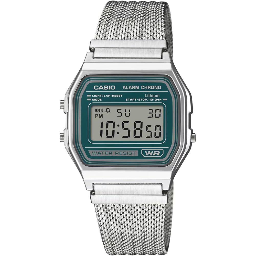 

Casio Vintage Series A158WEM-3 Unisex Digital Watch Mesh Metal Band Dark Blue Green