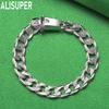 925 Sterling Silver 10mm Interlocking Side Chain Bracelet Gift Jewelry