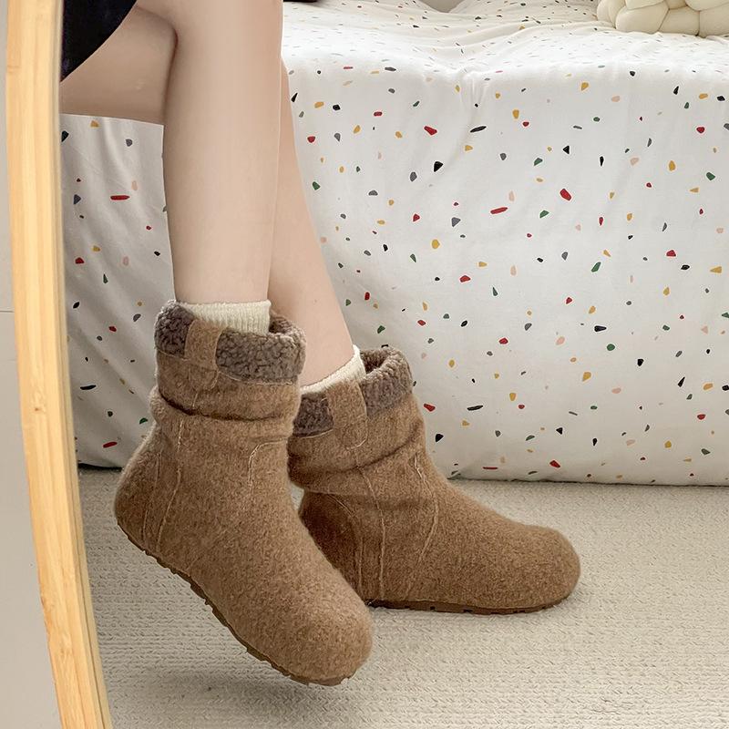Women's soft elastic thick sole heightening winter fur one warm cold padded snow boots non-slip wear casual sports plush cotton boots