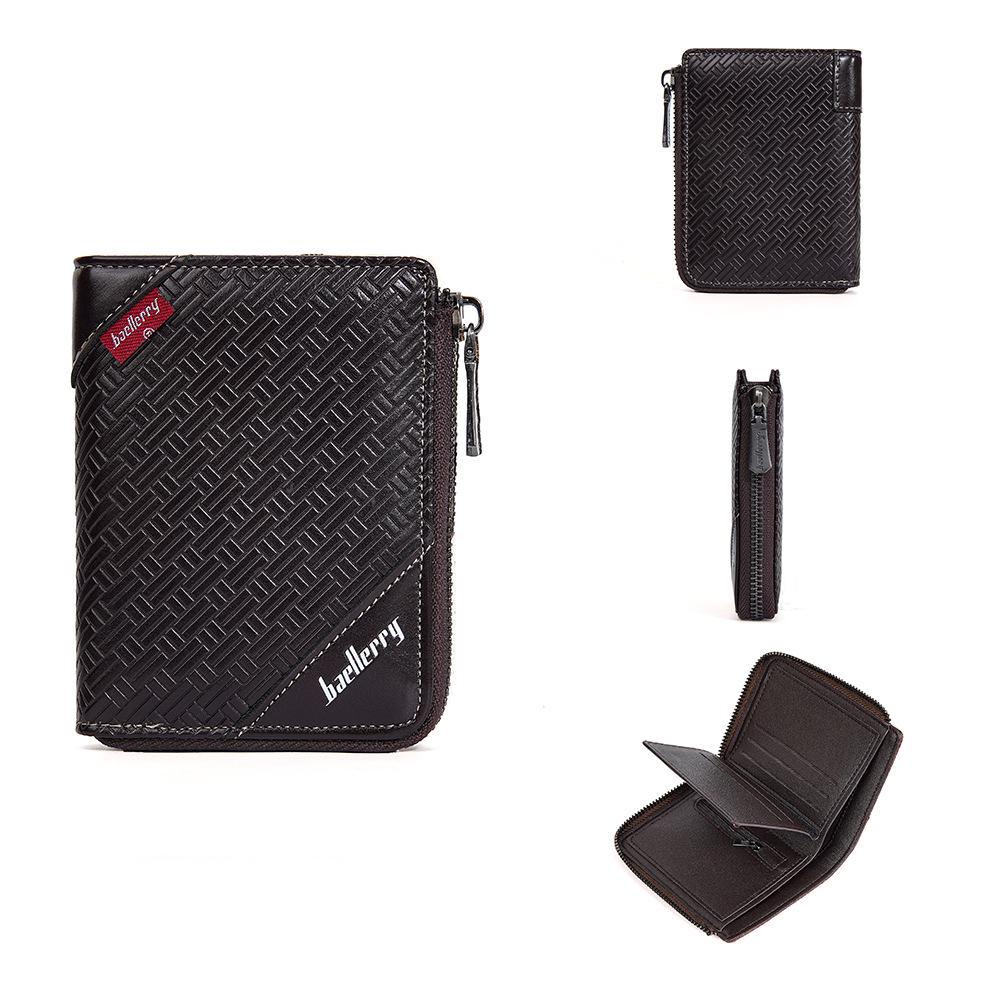 Baellerry Men's Short Zipper Wallet - Anti-Theft, Anti-Demagnetization, Credit Card & Money Clip