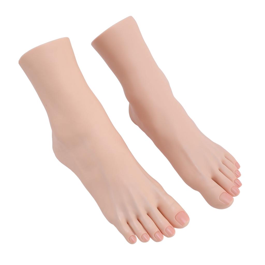 Silicone Foot Model Soft Touch Flexible Joint Positioning Realistic Mannequin Foot for Nail Art Jewe