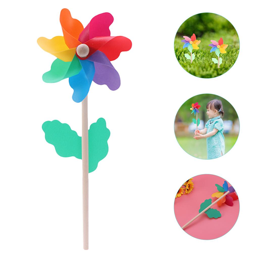 12 Pcs Colorful Windmill Toy Kids Pinwheels Handheld Garden Decorative Stakes Wind Spinners Outdoor Garden Supplies