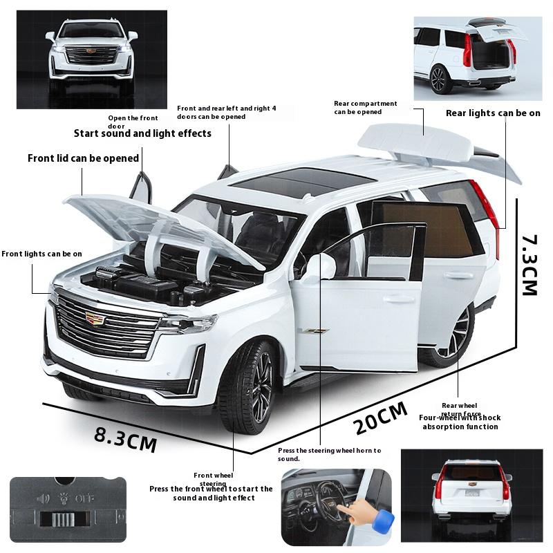 1:24 Escalade SUV Alloy Car Model Metal Die Cast Off-road Vehicle Model Simulation Sound and Light Children's Toys Boy Gift