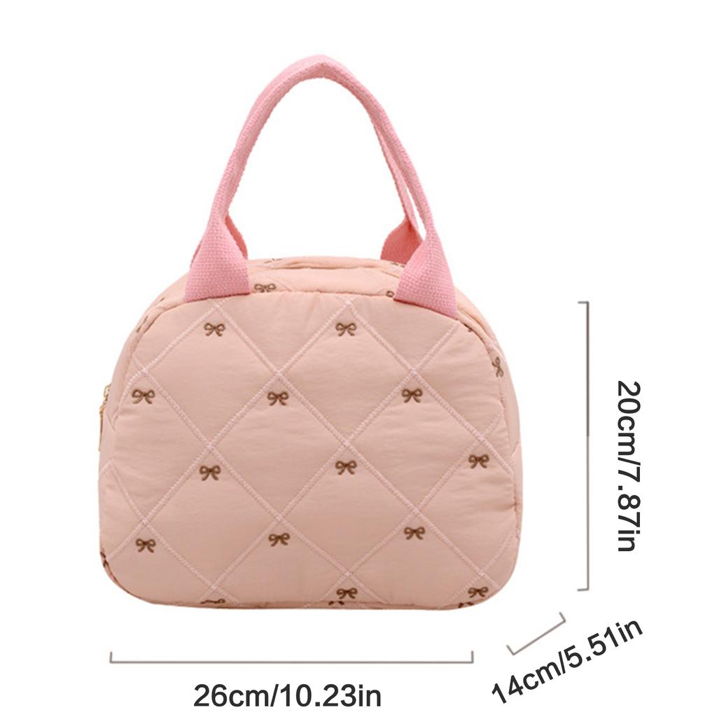 Lovely Bows Makeup Bag Large Capacity Cosmetic Bag Wash Bag Handheld Travel Toiletry Bag Makeup Storage Bag