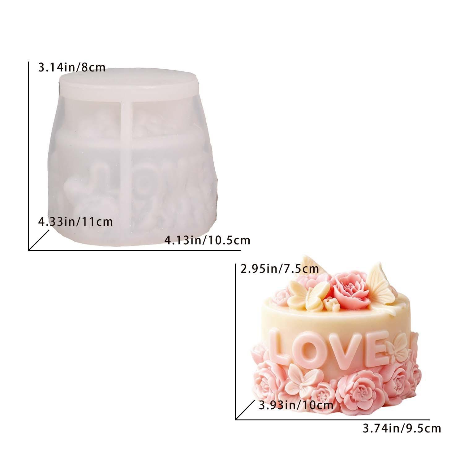 

3D Love Heart Cake Silicone Mold DIY Scented Candle Gypsum Soap Resin Chocolate Baking Tools белый