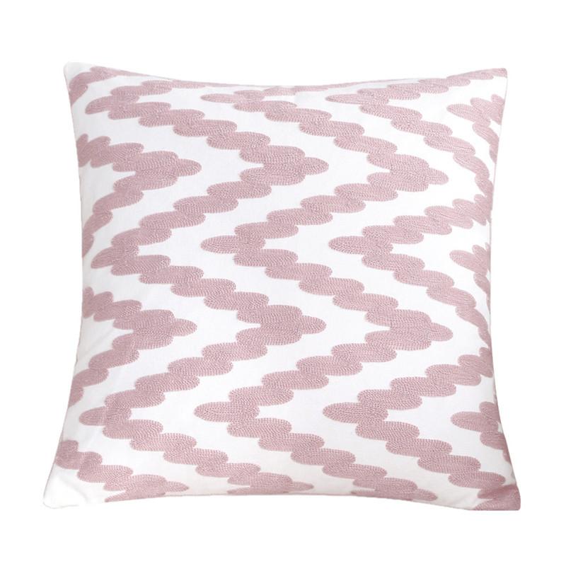 45x45cm Square Pink Geometric Cotton Embroidery Sofa Cushion Cover Throw Pillowcase Wedding Decoration