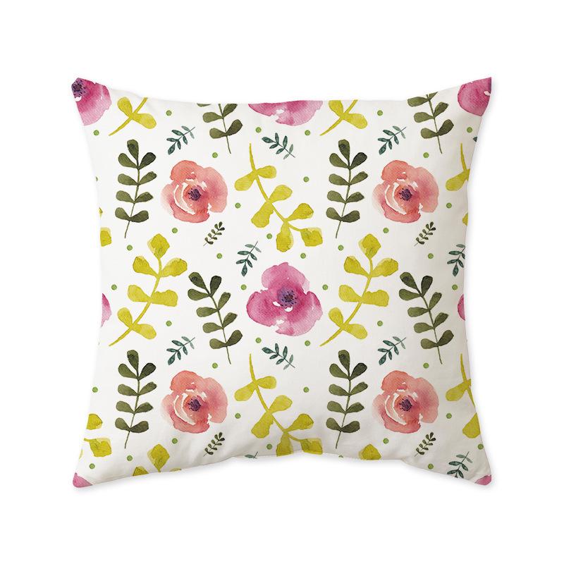 Green Leaves Plant Backrest Cushion Cover for Sofa & Bedroom