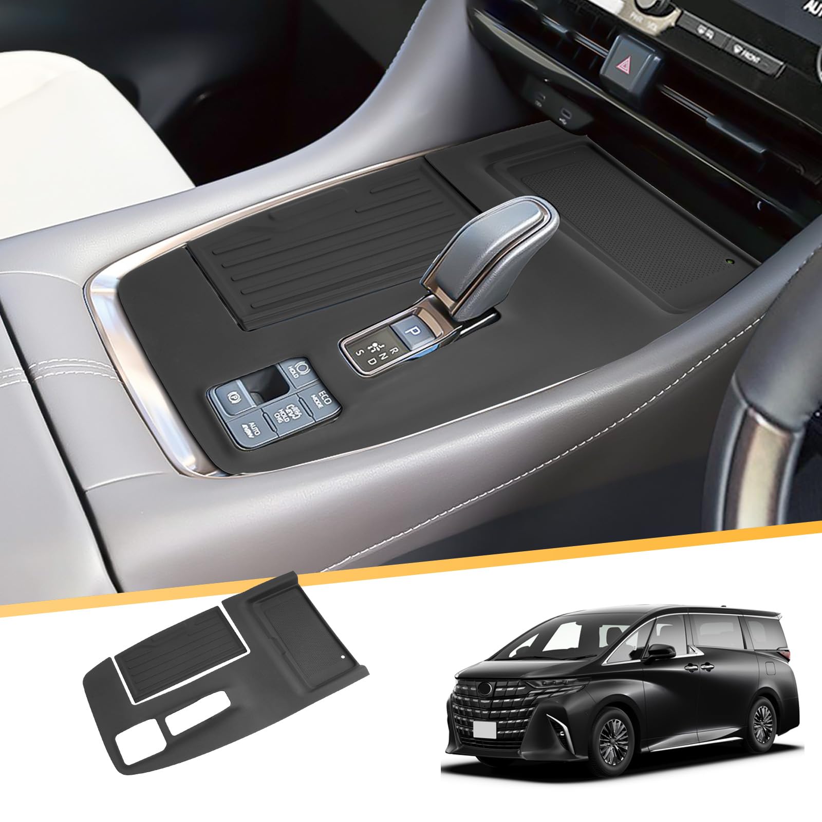 

Toyota Alphard 40 Series Hybrid Shift Panel Cover Console Box Tray with Rubber Perfect for Small Item Interior 40 Series Alphard Custom Parts Electro