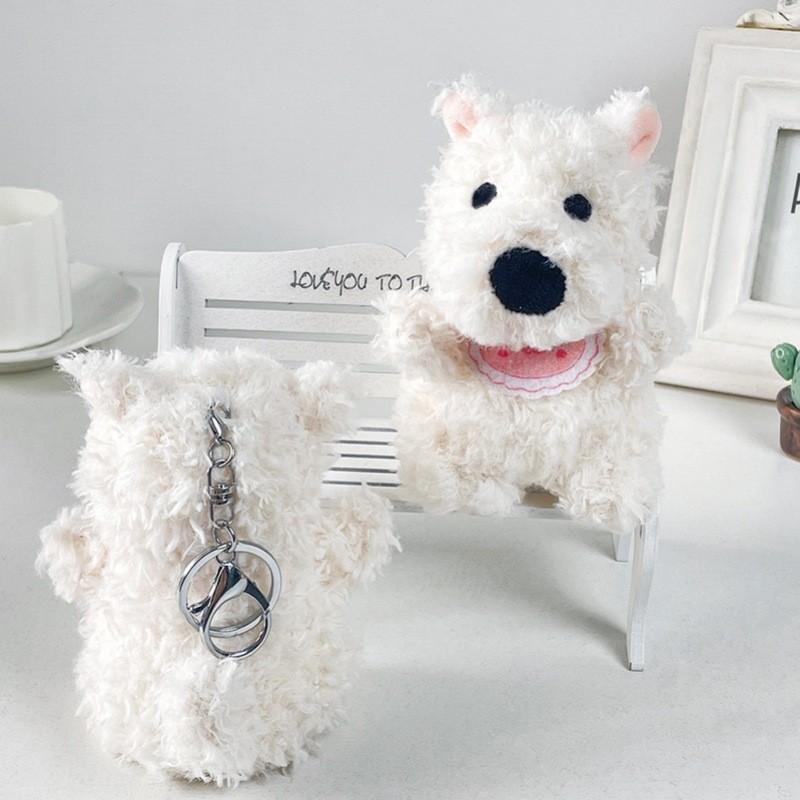 Adorable West Highland Terrier Plush Toy With Sound Soft Short Plush Material