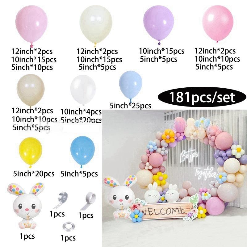 Easter Balloon Wreath Arched Rabbit Theme Party Background Arrangement Scene Decoration Colorful Latex Cross