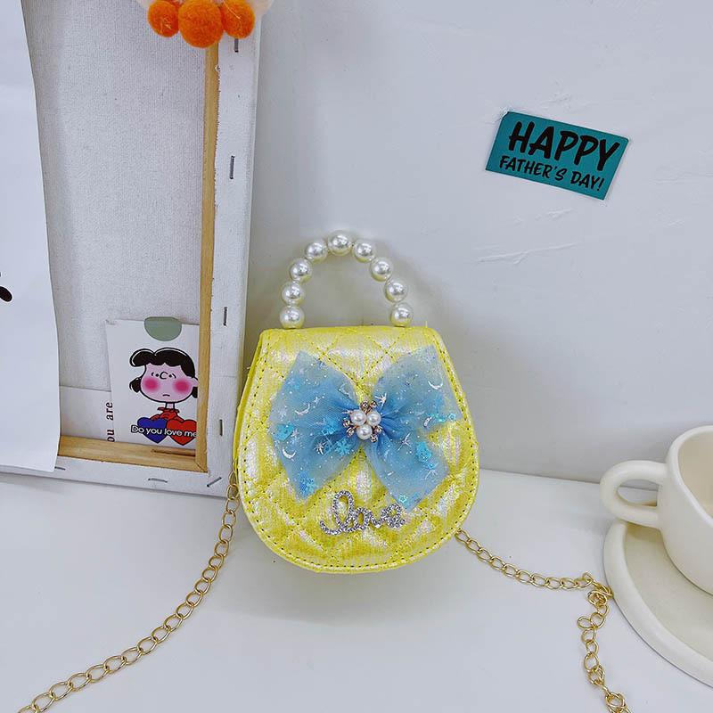 Adorable Mini Pu Leather Princess Handbag For Kids With Stylish Pearl Accents