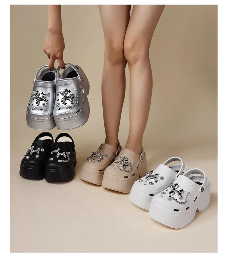 Fashion “Glamorous Silver Thick - Sole with Ornaments - Trendy Summer Footwear for Fashion - Forward Individuals”