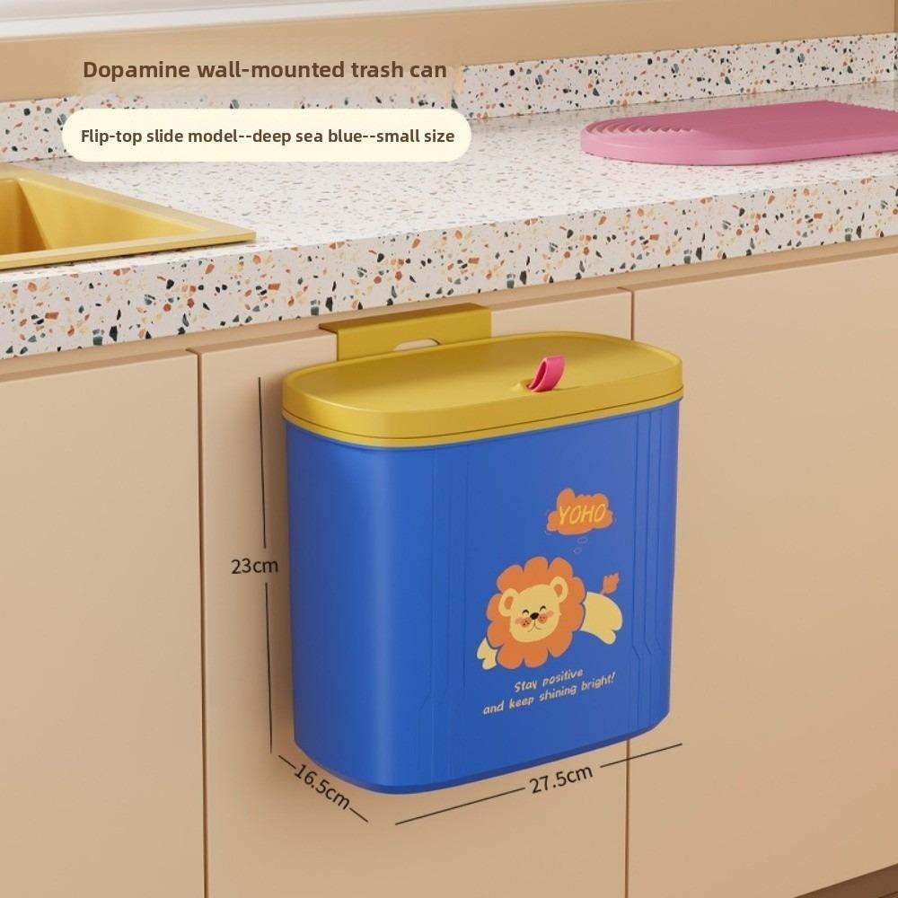 New 2 Type Kitchen Trash Bin Leak-Proof Space-Saving Wall-mounted Trash Can Candy Color with Lid Garbage Can Kitchen Use