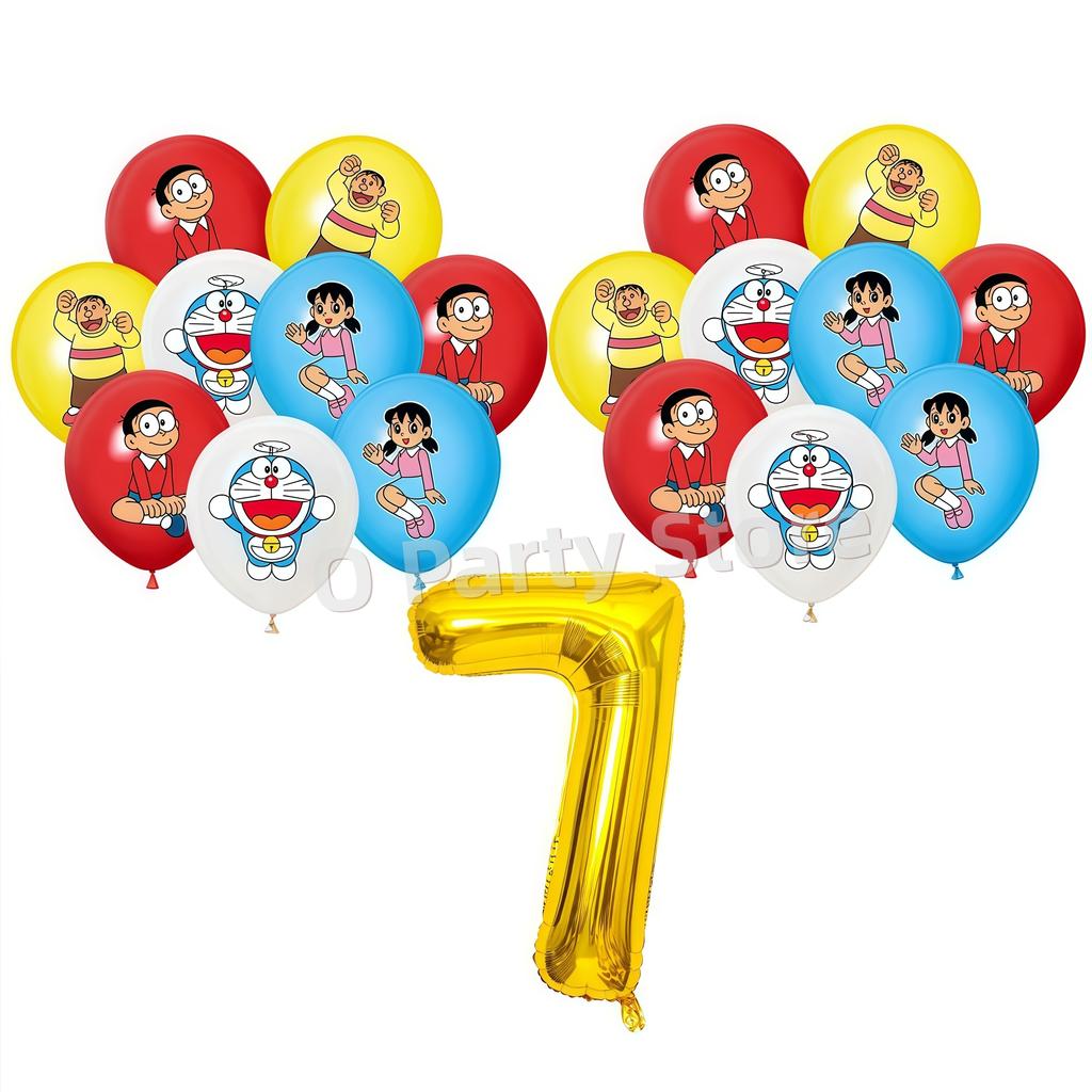 Doraemons Birthday Party Decoration Tableware Plate Cup Balloon Cake Topper Banner Stickers Kids Favor Gift Baby Shower Supplies