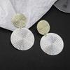 European and American 111 silver needle light luxury exaggerated geometric earrings, temperament round sequins large circle two-color earrings