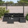 Sofa Set with Cushions and Storage 6 pcs Black Poly Rattan