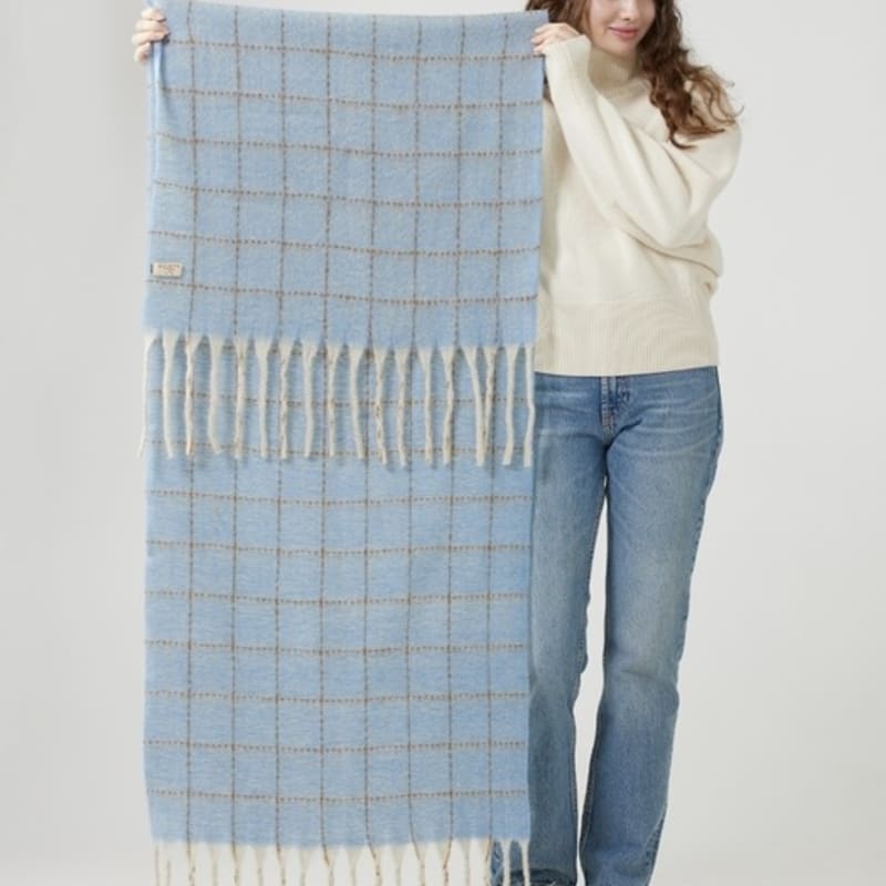 DENTS Karomuster Schal - Hellblau