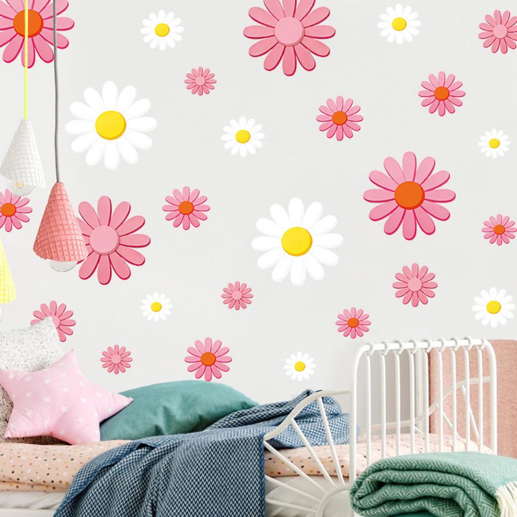Floral Wall Decals for Girls Bedroom Self-Adhesive Peel and Stick Stickers Nursery Kindergarten Decor