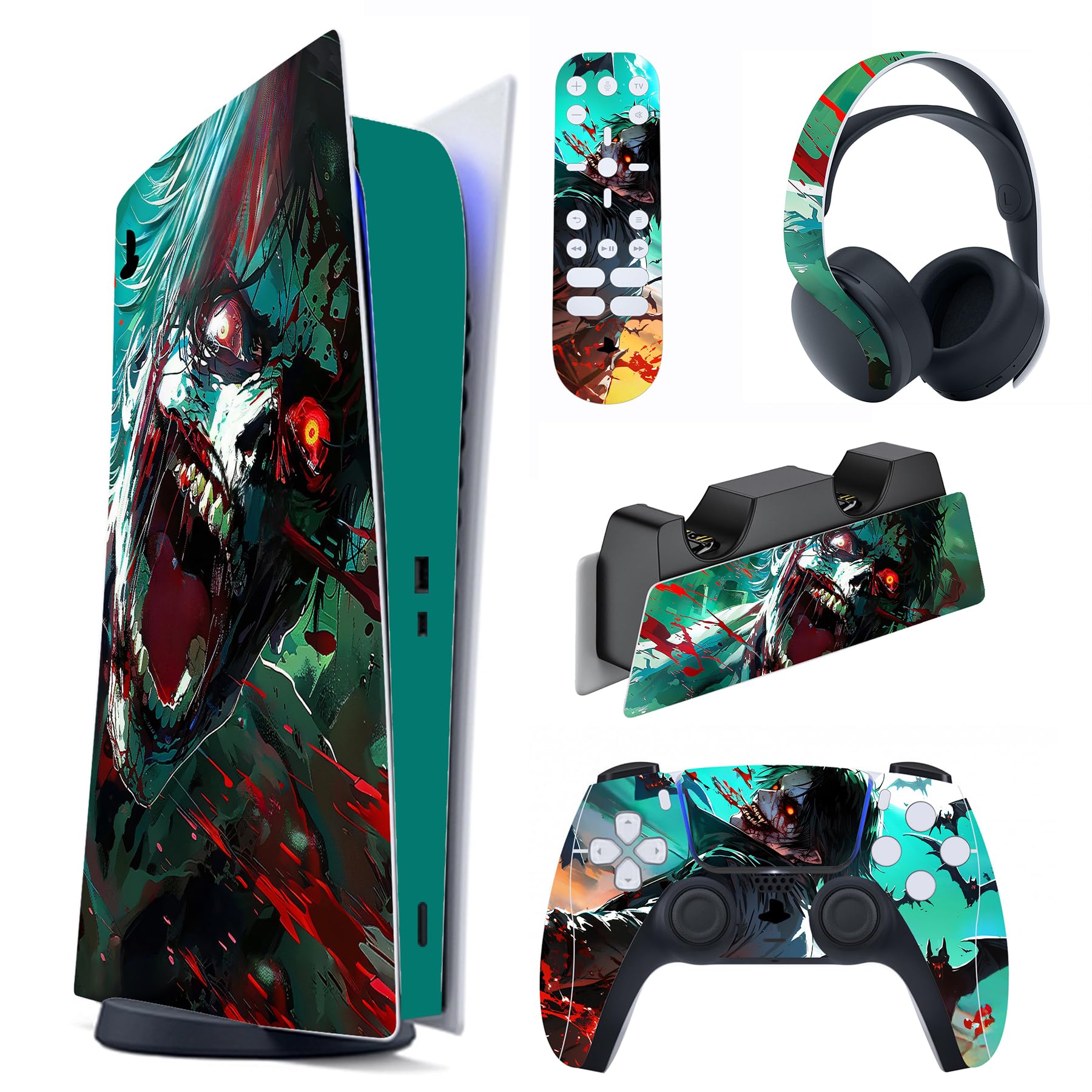 

Наклейка для консолі PlayVital PS5, вінілова наклейка для зарядної станції контролера PS5, гарнітури, пульта дистанційного керування (цифрова версія), & & &