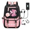 Stitch USB-Lade Rucksack Schülerrucksack Leicht Wasserabweisend Große Kapazität für Jugendliche Unisex