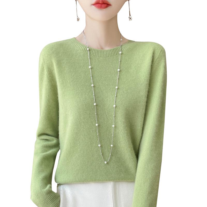 Pulover moale și confortabil pentru femei din lână pură - Croială largă, Mânecă lungă, Tricot cu gât rotund pentru toamnă/iarnă.