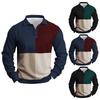 Men's Casual Loose Colorblock Print Lapel Button Long Sleeve Top