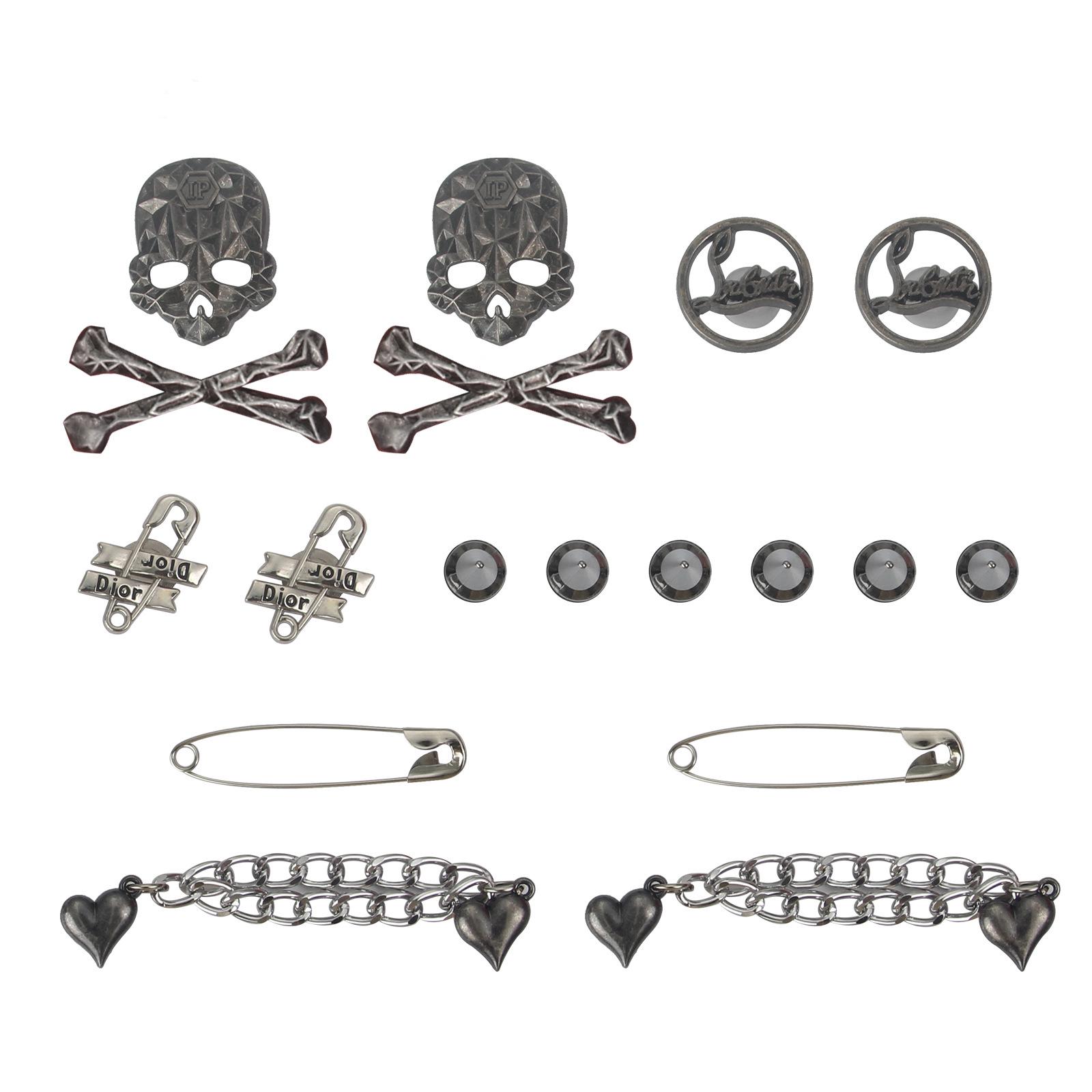 

Готические панк туфли с черепом и крестом, с отверстиями, со съемными металлическими заклепками и пряжкой для DIY.