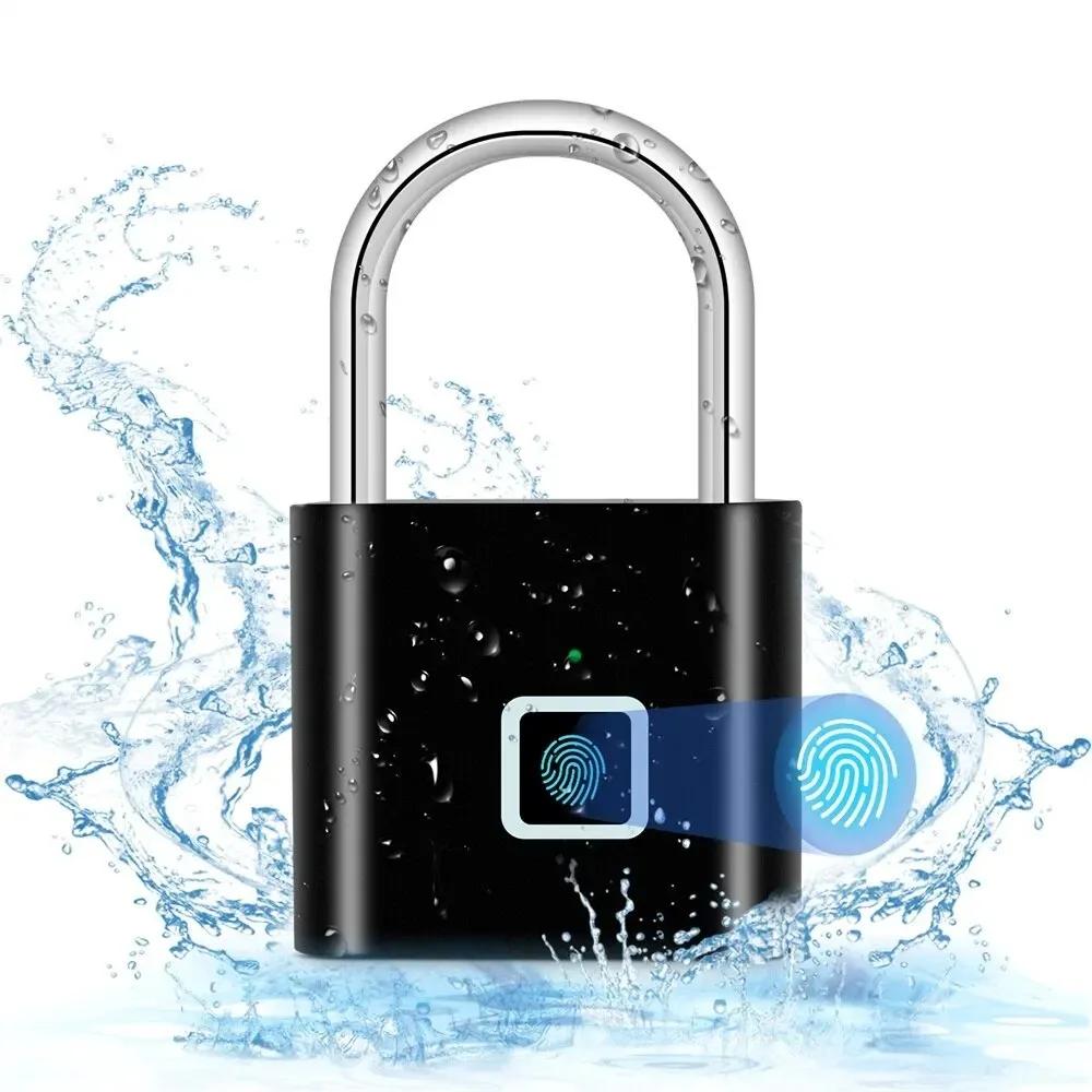 Smart Fingerprint Padlock Waterproof Zinc Alloy Biometric Padlocks USB Charging Fingerprint Lock Door Lock