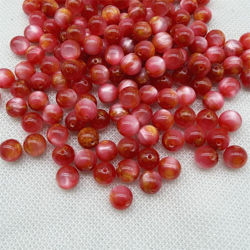 20pcs 10mm Flowing Light Dyeing Gilded Resin Beads Imitation Cat Eye Beads DIY Bracelet Beads Phone Chain Decoration