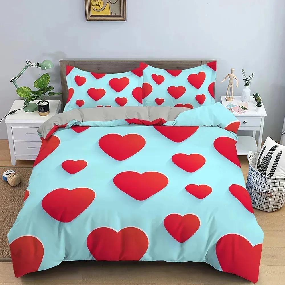 3D Bedding Set Luxury Duvet Cover Pillowcase Love Pattern TwinQueenKing Size Bed Room For Boys Bedding