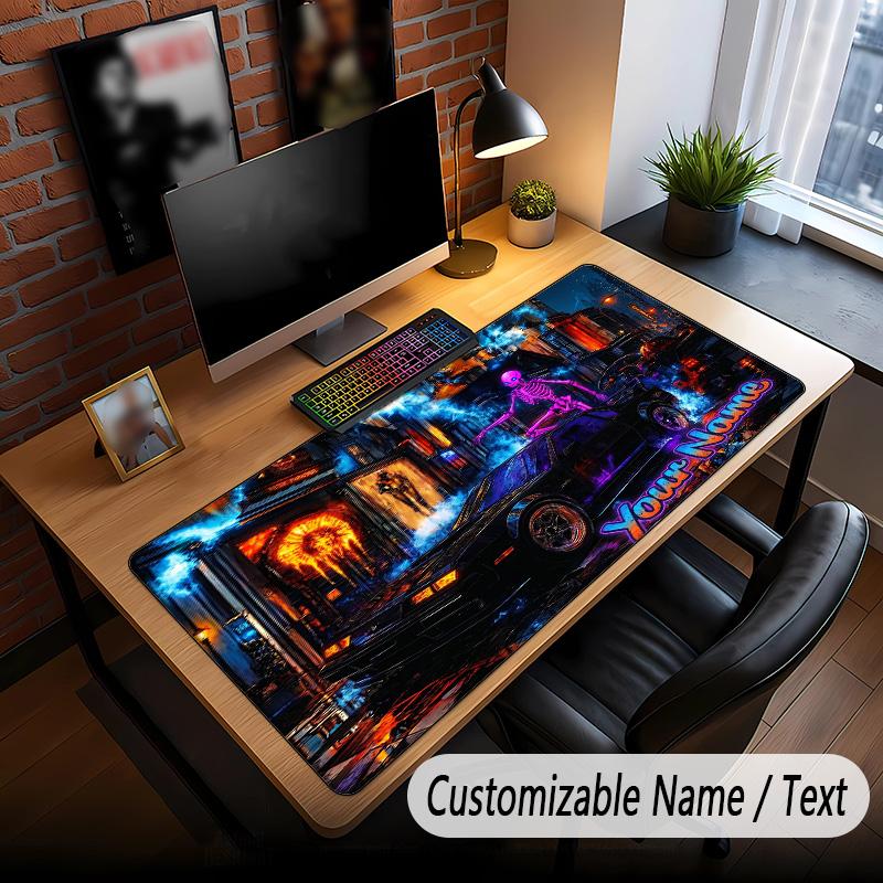Skull Gothic Theme Custom Mouse Pad Personalized With Name Text Customized Desk Mat For Office Home Decor