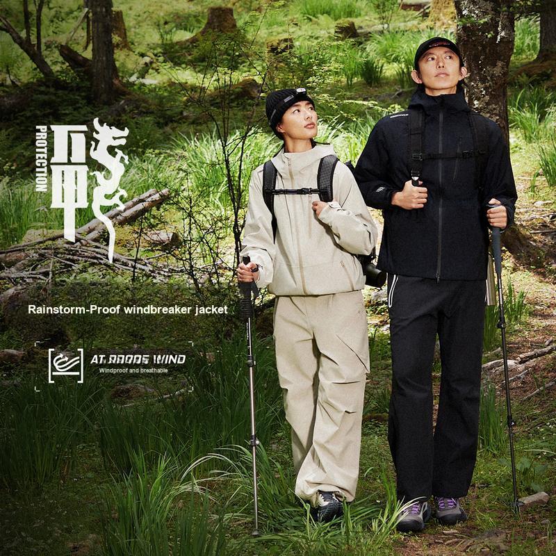 Li Ning CF Su Wan Long Jia Protection Series Waterproof Windproof Outdoor Hiking Hard Shell Jacket Unisex Jacket Screw-Smoke-Green AEMU049-5