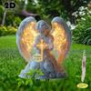2D Angel Cross Garden Statue Religious Memorial Decor Durable Plastic Lawn Tombstone Mark Christmas Easter Thanksgiving Easy To Install