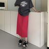 Split A-shaped Skirt Women's Summer Elastic Waist Thin Hip Skirt Medium and Long Drape One-step Straight Skirt