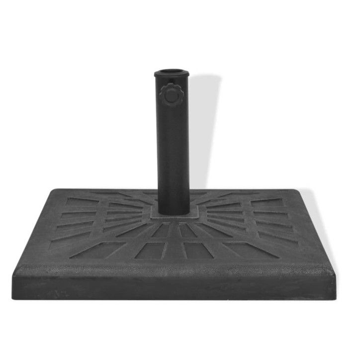 Base de parasol carrée en résine noire VIDAXL - 19 kg - adaptateurs inclus