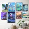 G-Genshin I-Impact G-Game M-Map Poster Frameless Painting Bedroom Wall Sticker Living Room Home Decoration