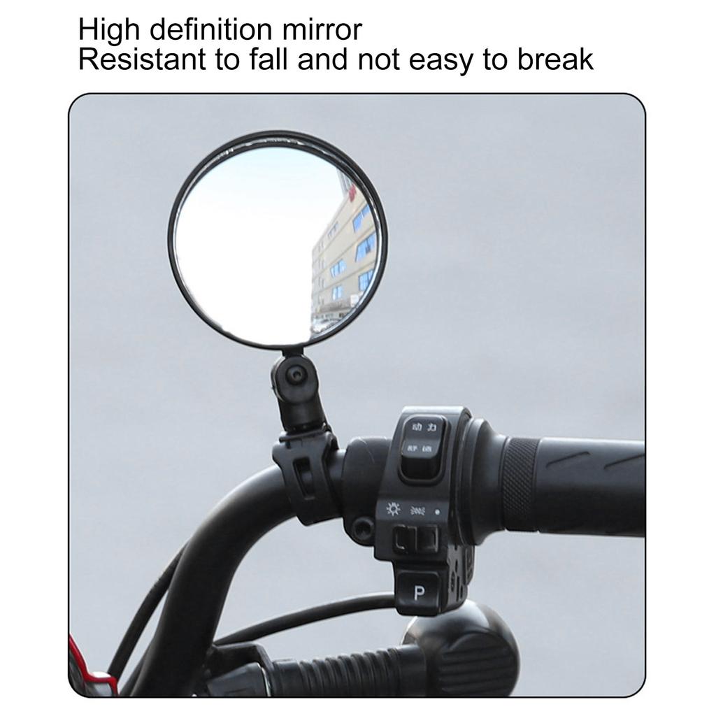 2pcs Bike Rear View Mirror 8cm Adjustable Wide Angle Round Scooter Rearview Mirror Universal for Wheelchair Bicycle
