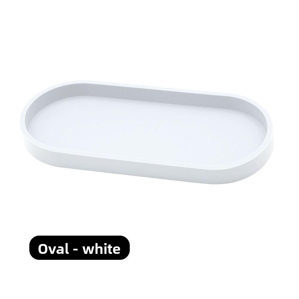 Plateaux de Rangement Oval en Silicone - Porte-Savon et Organisateur de Bijoux sans Perçage pour Coiffeuse et Salle de Bain, Boîtes de Rangement Multifonctionnelles Antidérapantes