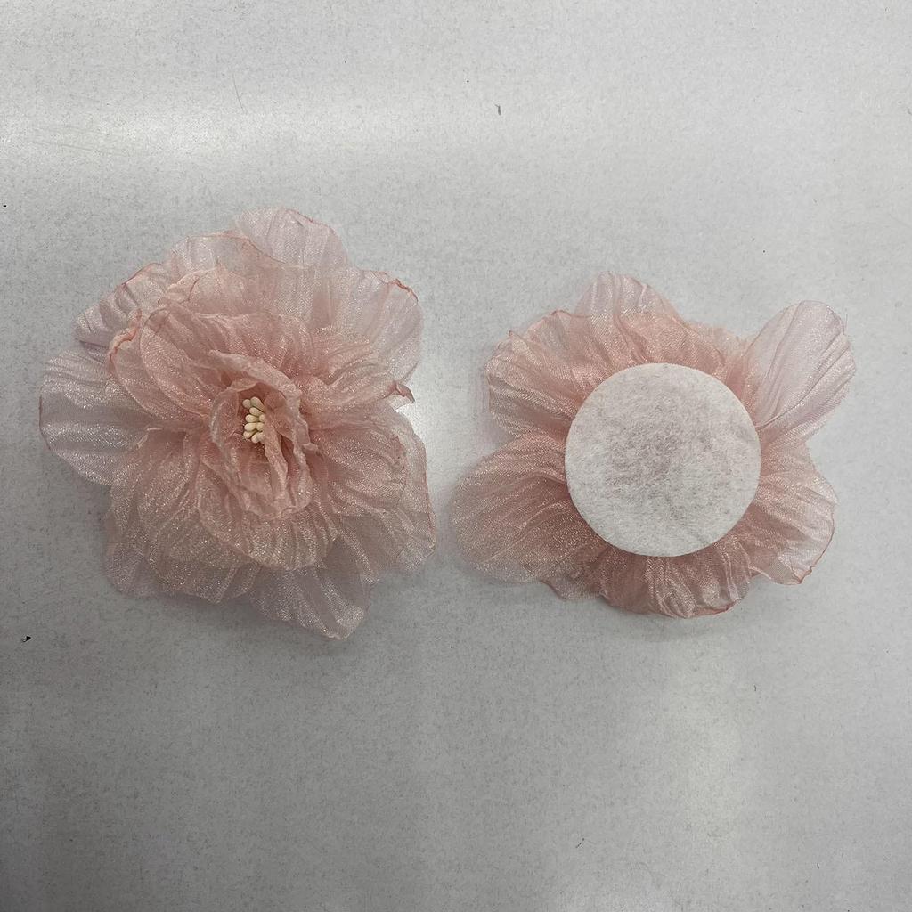 Korean Style Handmade Organza Flowers - Burned Edge DIY Accessories for Hats, Headwear, and Clothing Notions