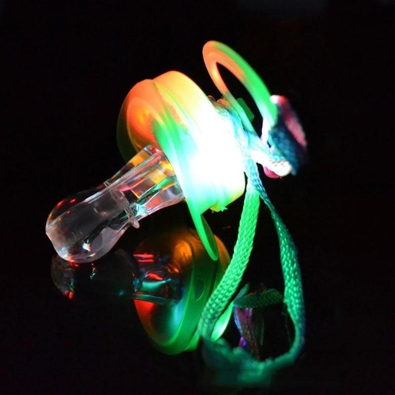 Light Up Pacifier LED Rave Party Glow Glowing Whistle Flashing Lanyard Blinking