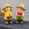Small Ceramic Garden Statue Cute Girls Boys/Gnome/Pumpkin Fairies Sculptures for Outdoor Garden Yard Patio Lawn Decor