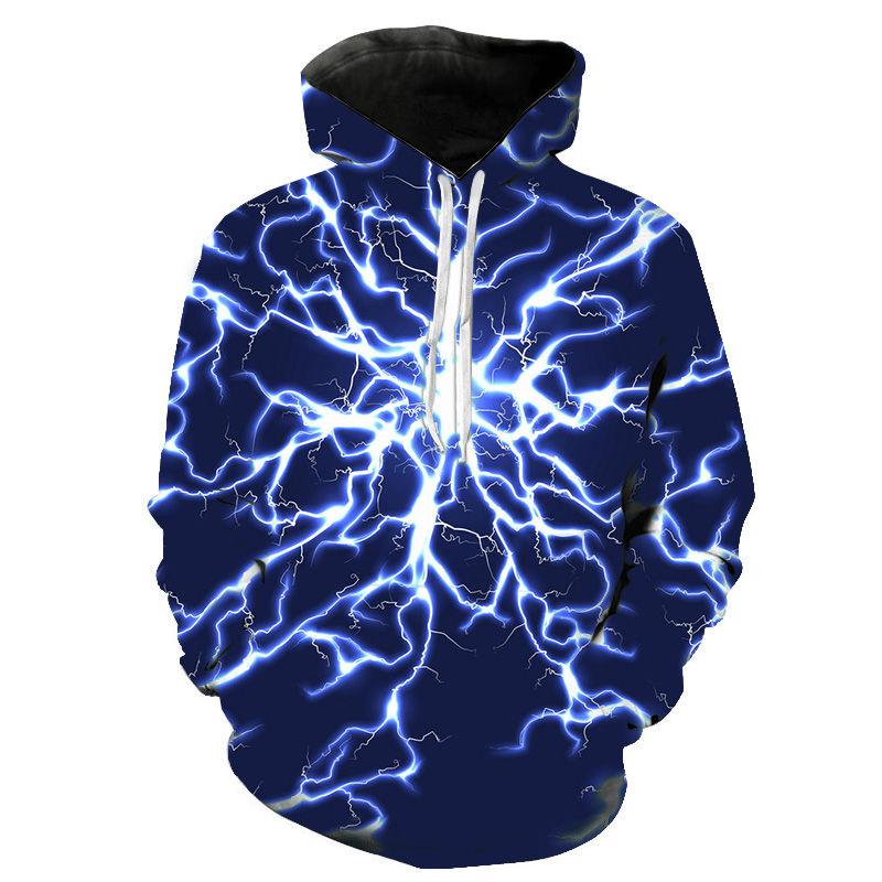 Lightning 3D-trykt hettegenser for menn Mote gensere Genser Langermet gutte jente hettegensere Streetwear Uformell hettejakke