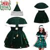 Luxury Xmas Velvet Women Christmas Tree Outfit Dress Cloak Hat Party Props Plus Size