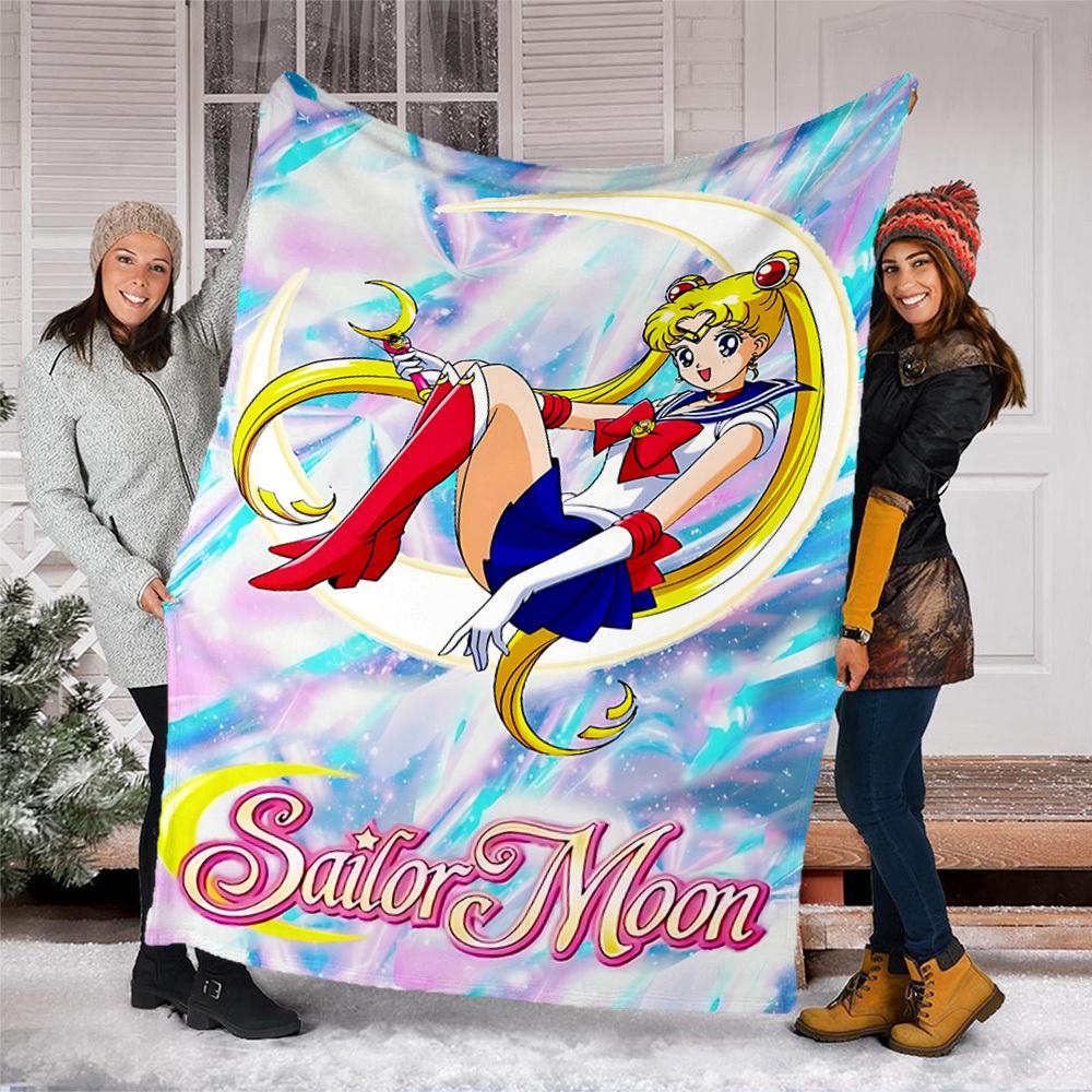 1pc Sailor Moon Outdoor Blanket Lightweight Flannel Throw For Travel, Camping, Livingroom, Couch, Chair Soft