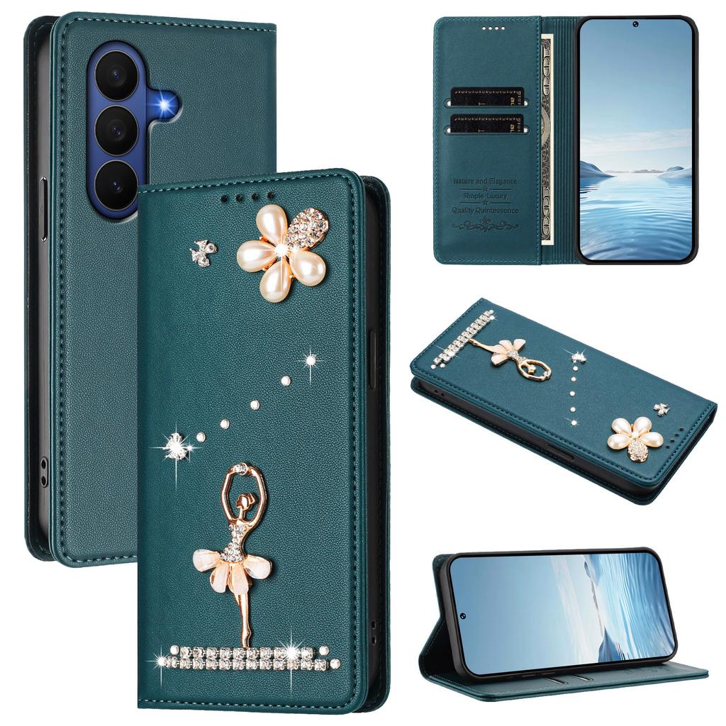 Luxury Diamond Cute Cards Solt Wallet Leather Phone Case For Samsung Galaxy Z Fold 7 6 5 4 3 Flip Bag Pocket Kickstand Cover