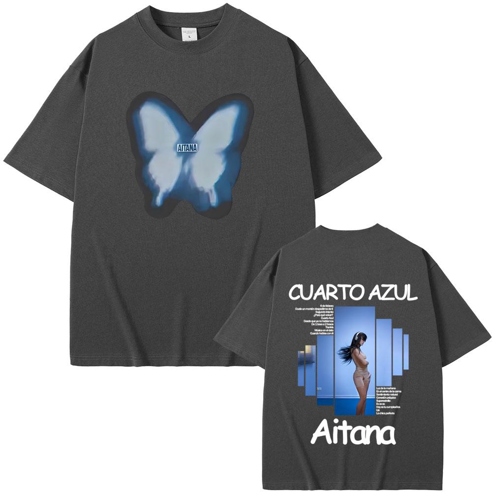 Hot Sale Singer Aitana Cuarto Azul Album Graphic Tshirt Men Women Fashion Pop Music T Shirts Cotton Casual Oversized Tshirts