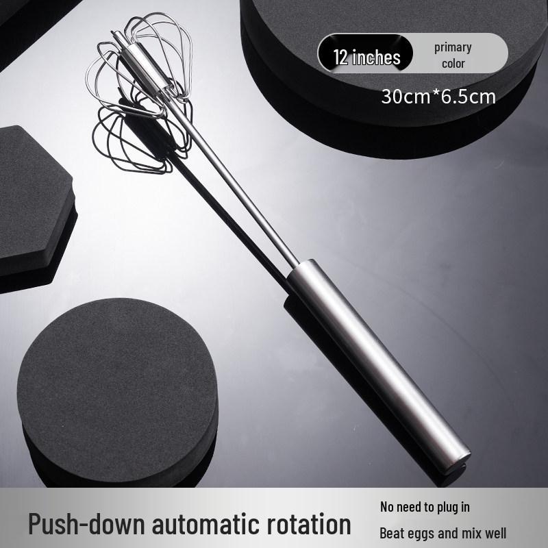 Stainless Steel Semi-Automatic Egg Beater & Whisk Handheld Baking Tool