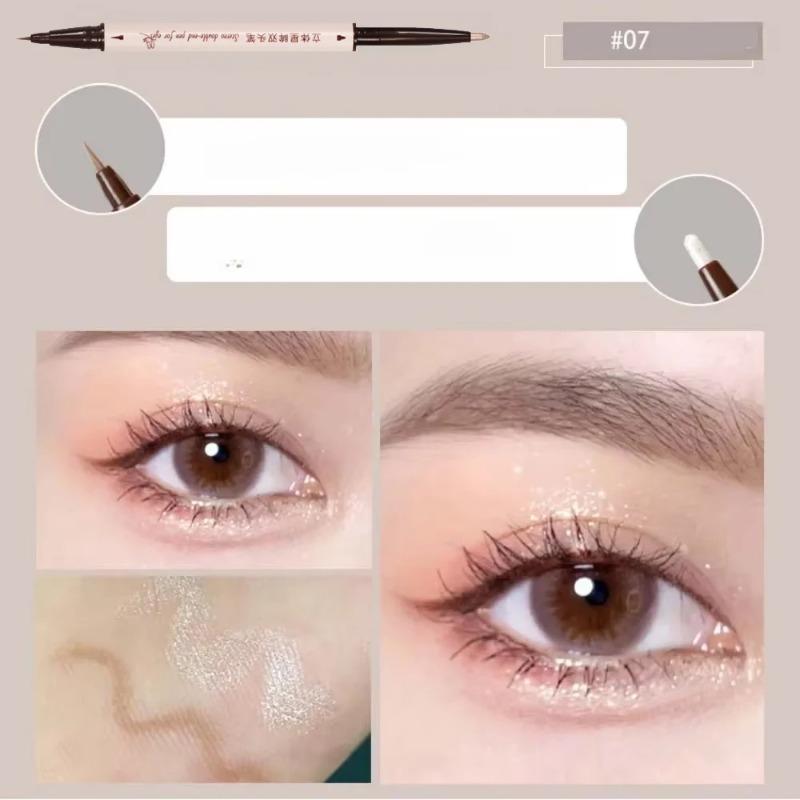 Double Head Eyeliner Pen Fine Tip Lying Silkworm Eye Brightening Waterproof Lasting Durable Not Easy To Halo Dye Natural Makeup