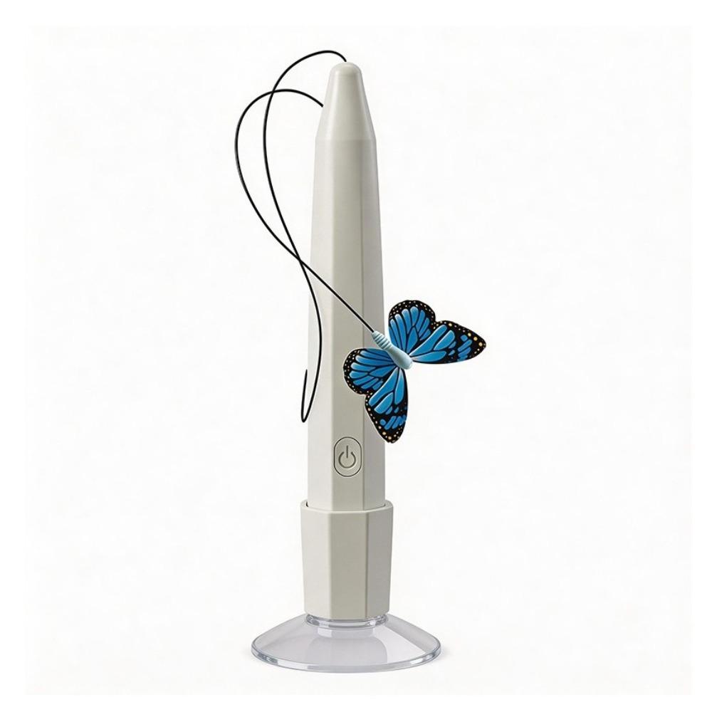 

USB Rechargeable Automatic Cat Teaser 360° Rotation Suction Cup Base Electric Butterfly Cat Toy Long Battery Life Handheld белый